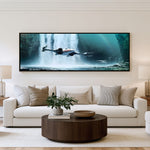 Forest Chase Panoramic Wall Art shown in a living room