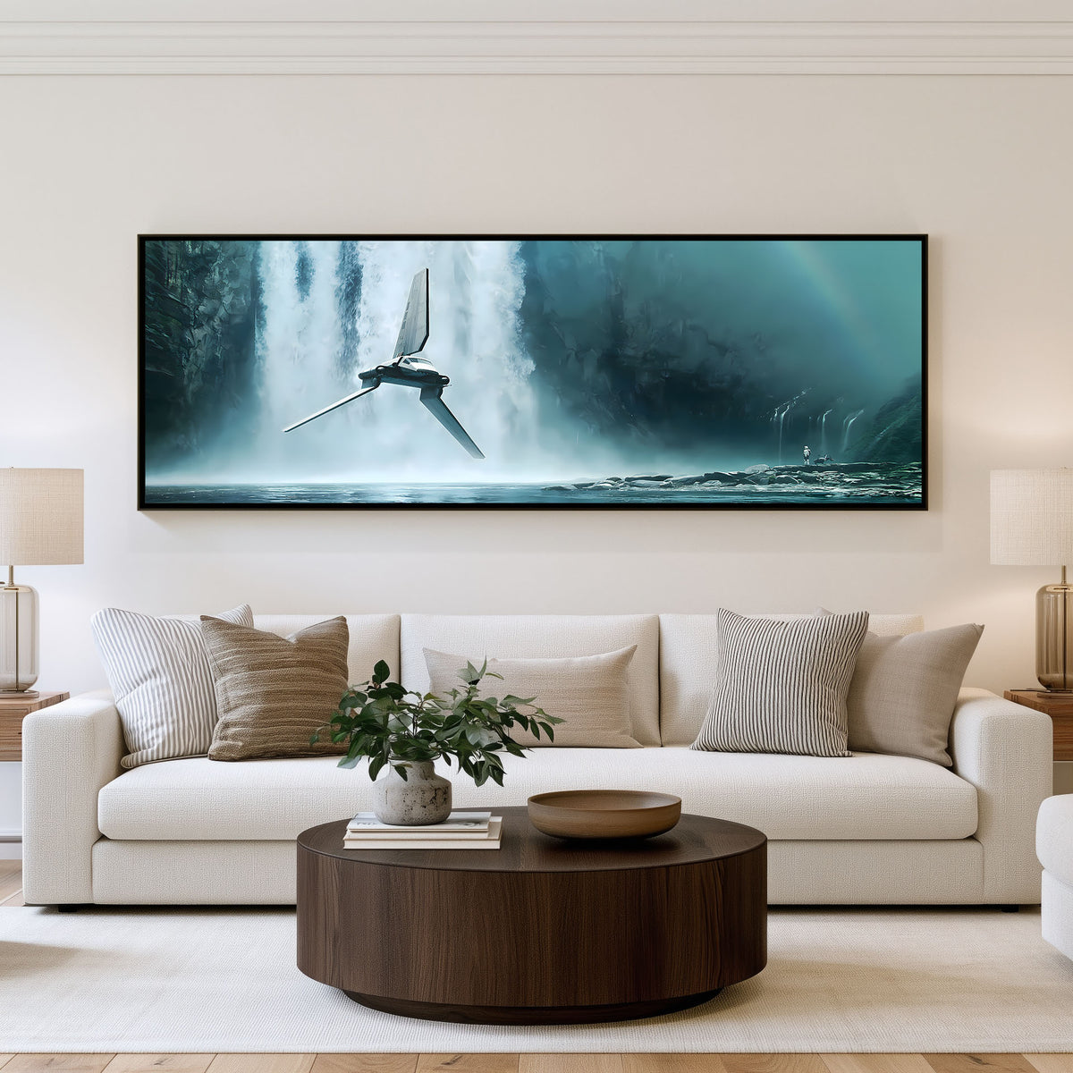 Forest Descent Panoramic Wall Art shown in a living room