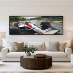 Formula Speed panoramic motorsport wall art shown in a living room