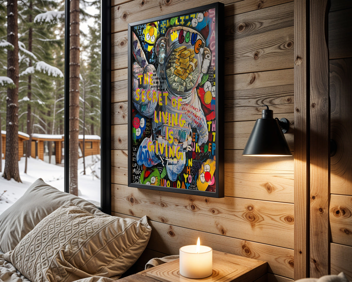 Fortune in Orbit wall art in cabin interior