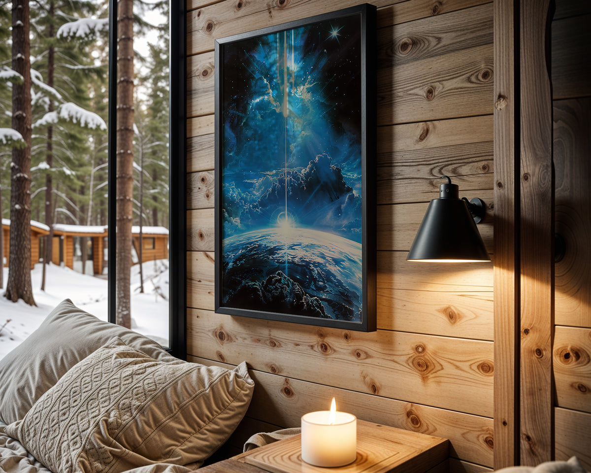 Frozen Nebula space wall art – cabin room view