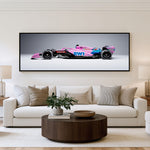 Full Send Panoramic Formula 1 Wall Art shown in a living room