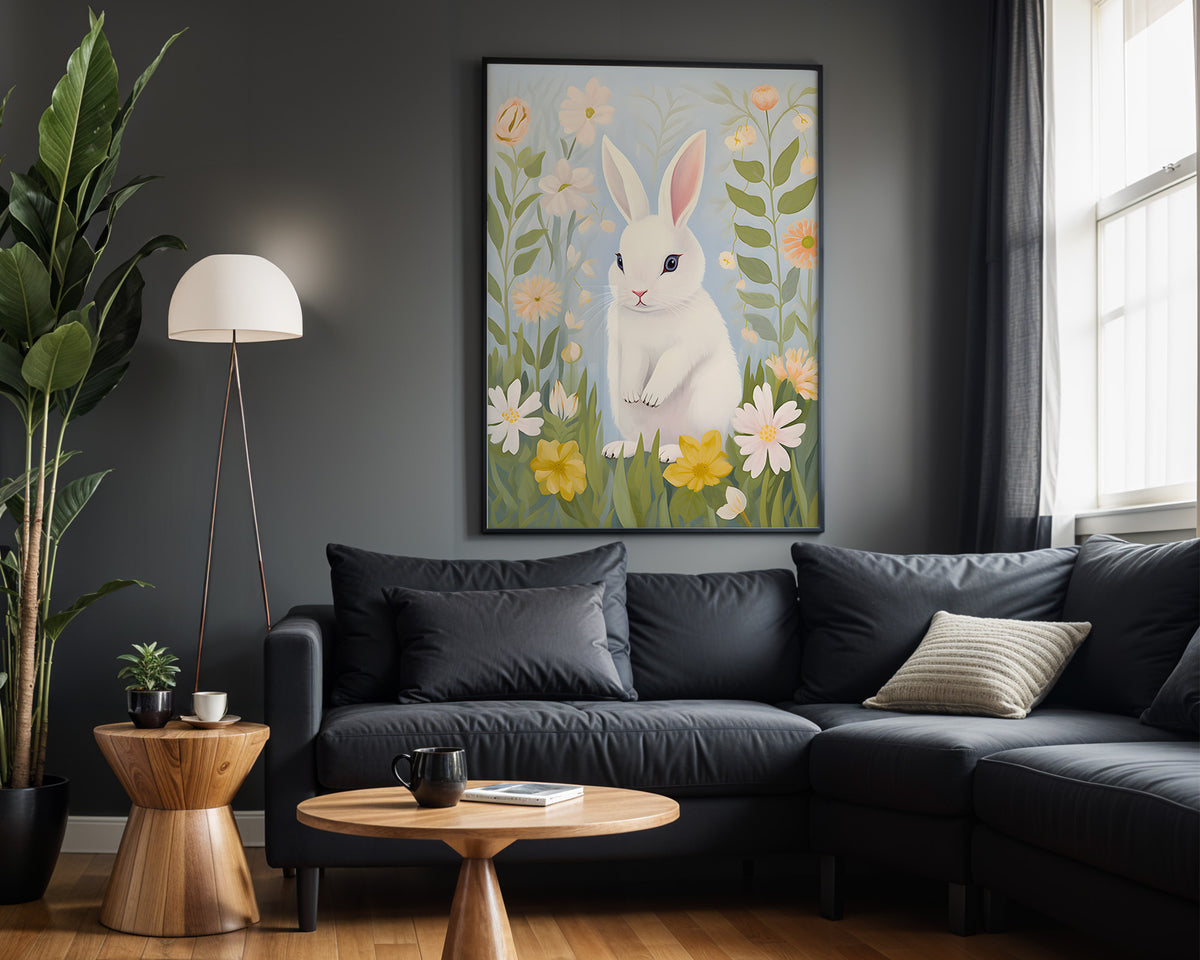Garden Bunny kids nursery wall art – alternate room view