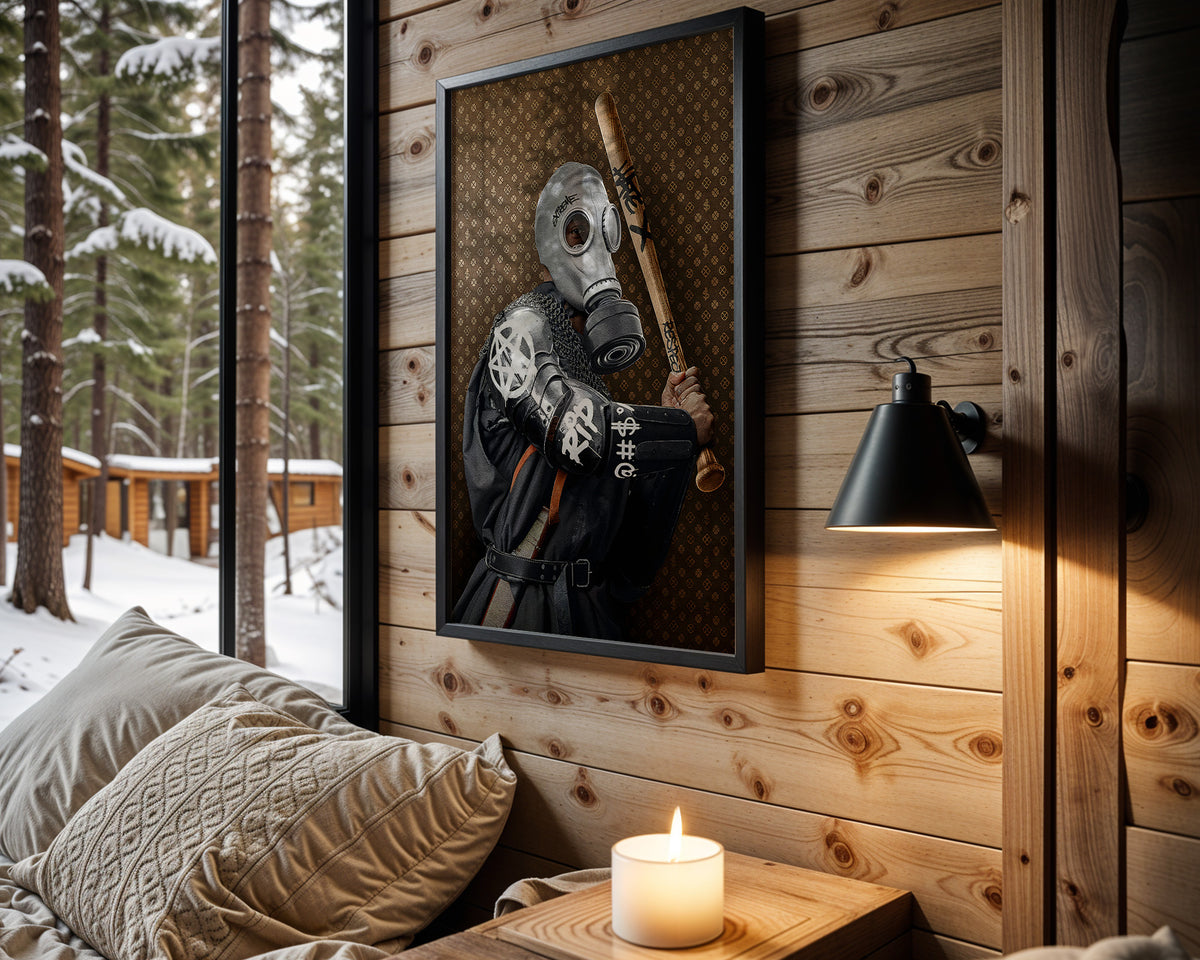 Gaslight General wall art in cabin interior