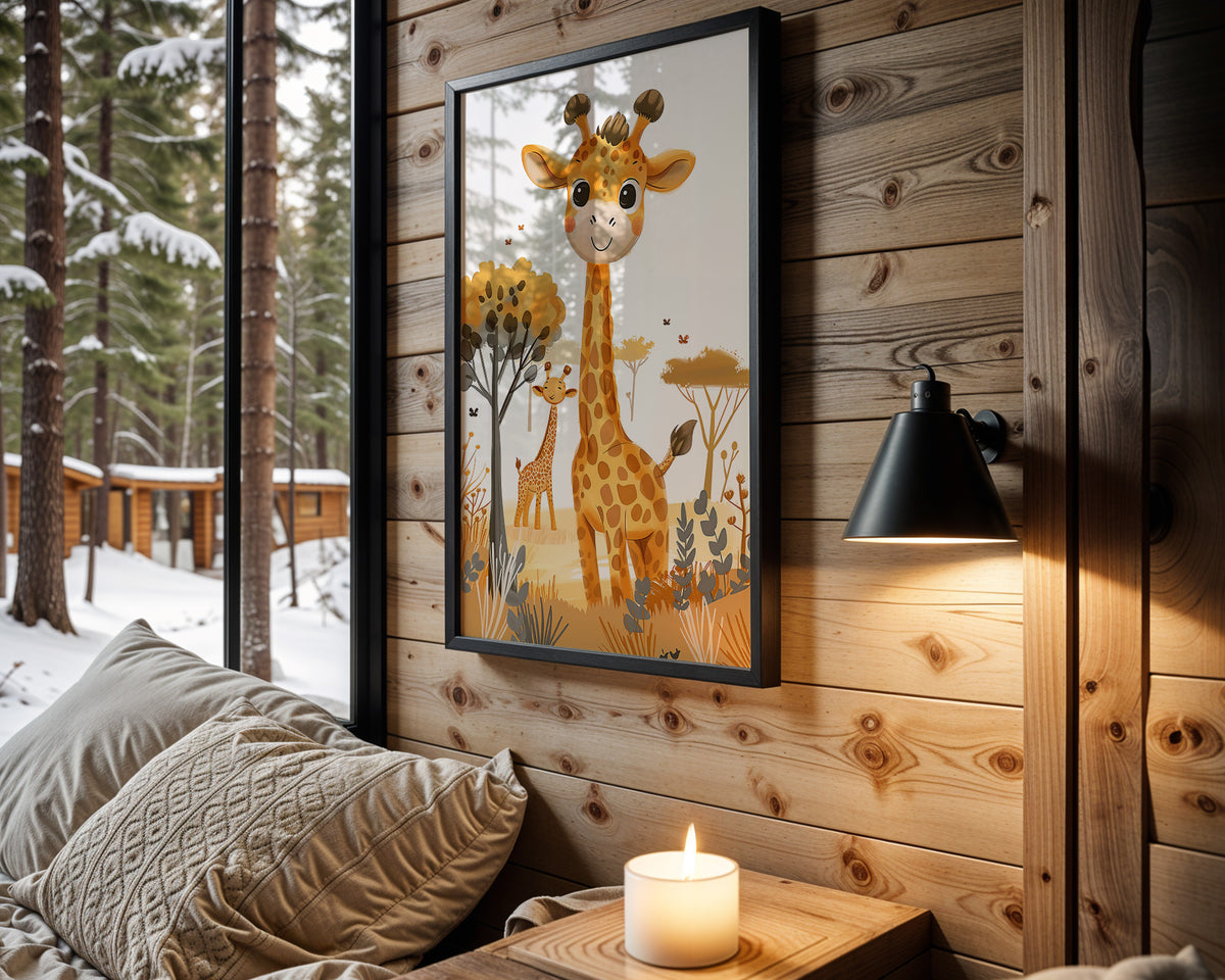 Gentle Giraffe kids nursery wall art – main room view