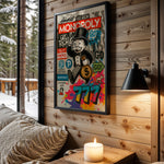 Get Rich 777 wall art in cabin interior