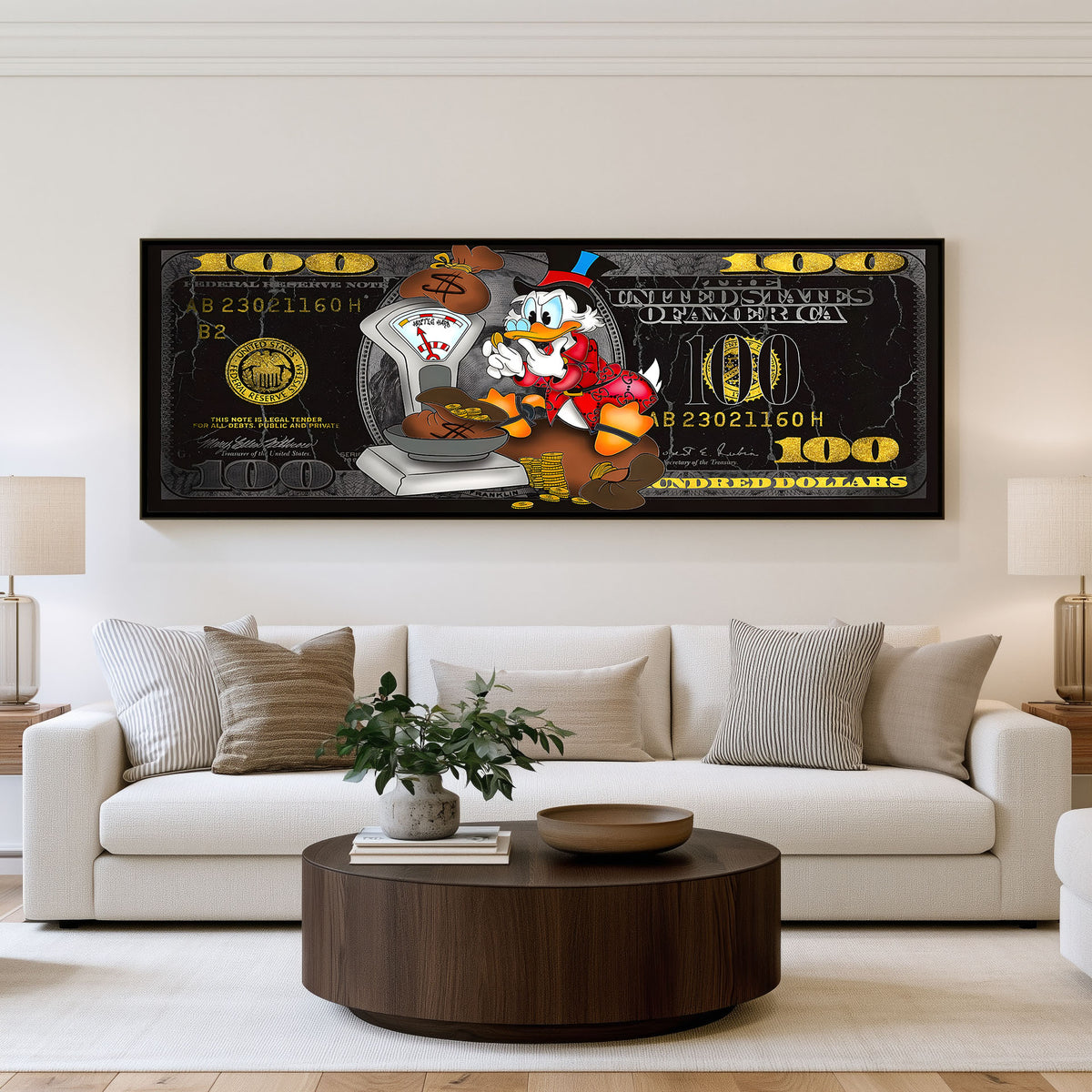 Gold Standard panoramic wall art shown in a living room