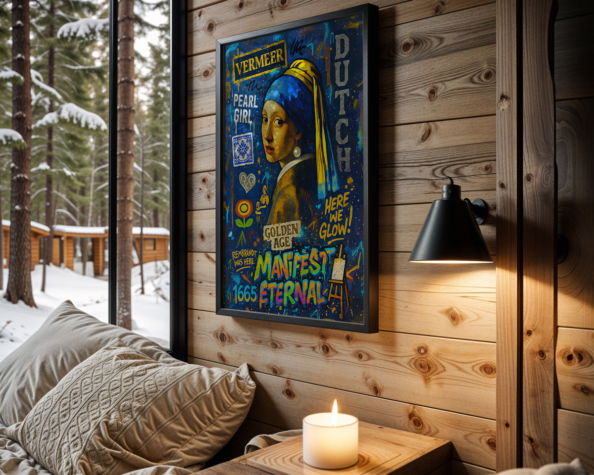Golden Glow wall art in cabin interior
