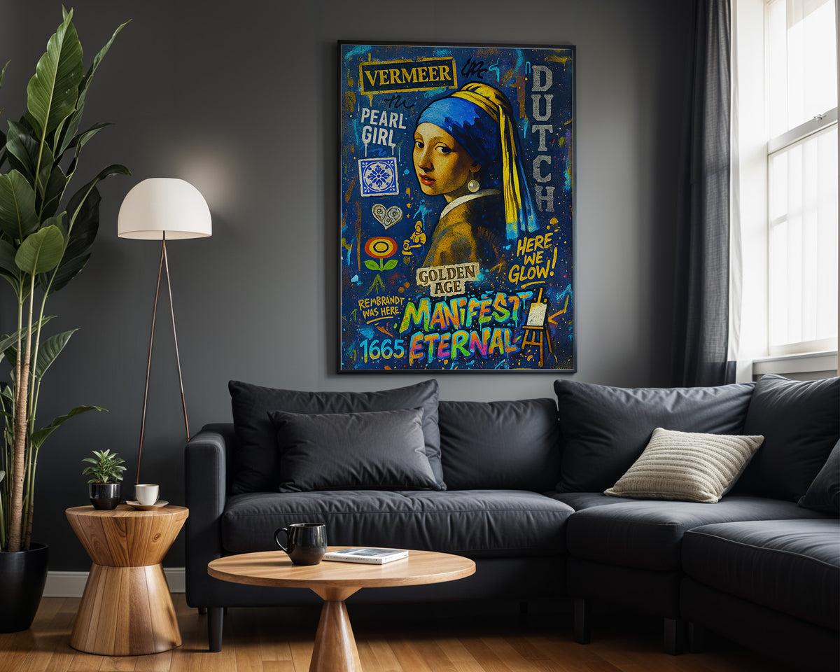 Golden Glow wall art in modern living room