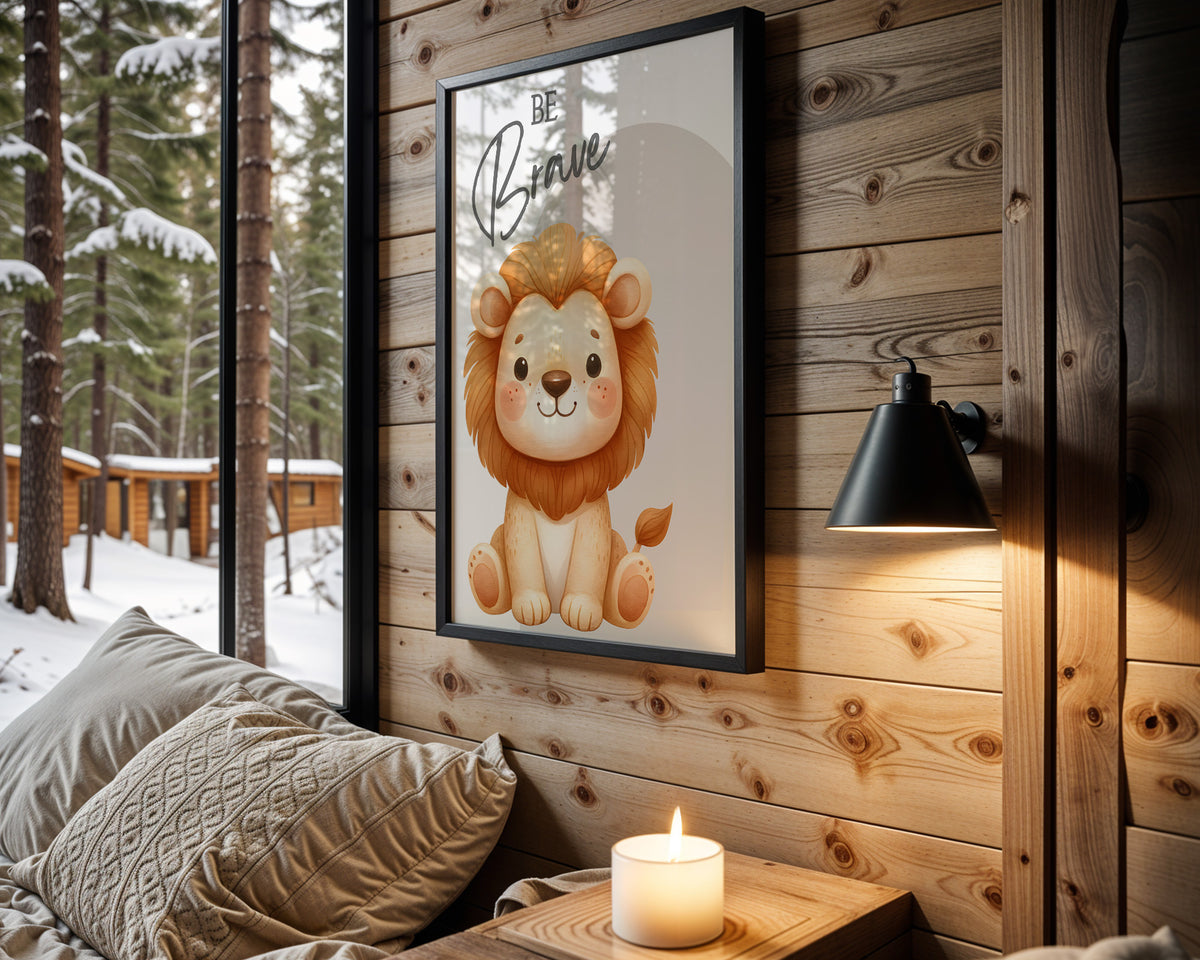 Golden Lion Cub kids nursery wall art – main room view