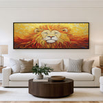 Golden Lion Panoramic Wall Art shown in a living room