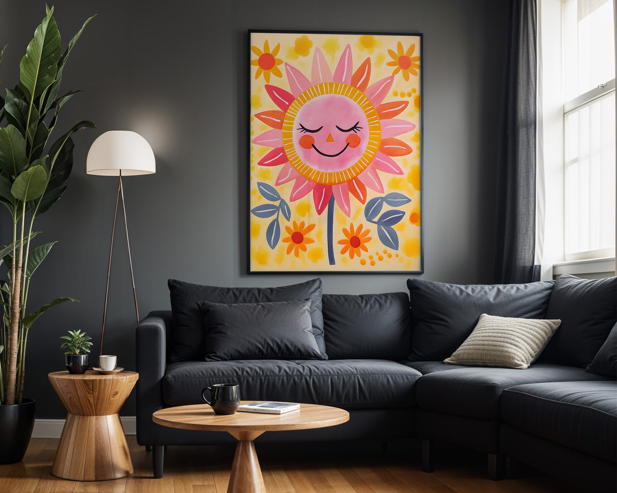 Golden Sunshine kids nursery wall art – alternate room view