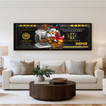 Golden Vault panoramic wall art shown in a living room
