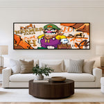 Graffiti Chaos Panoramic Wall Art shown in a living room