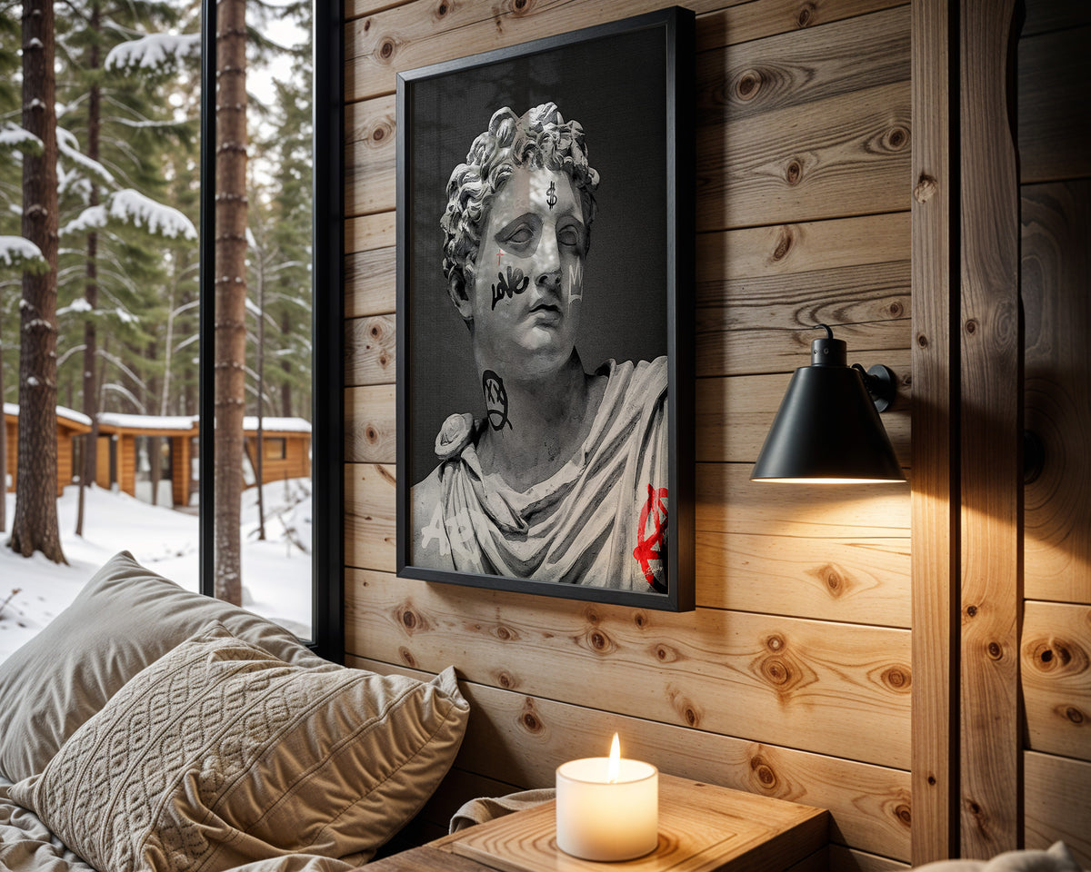 Graffiti Emperor wall art in cabin interior