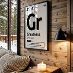 Greatness Element motivational wall art – main room view