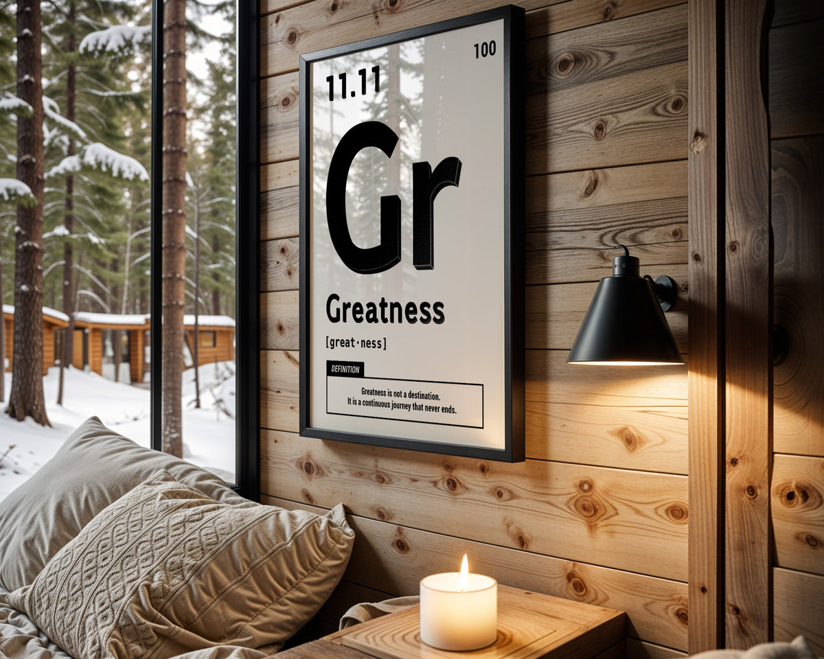 Greatness Element motivational wall art – main room view