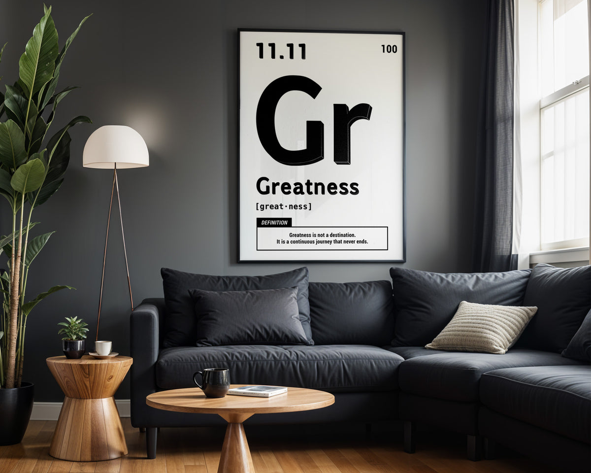 Greatness Element motivational wall art – alternate room view