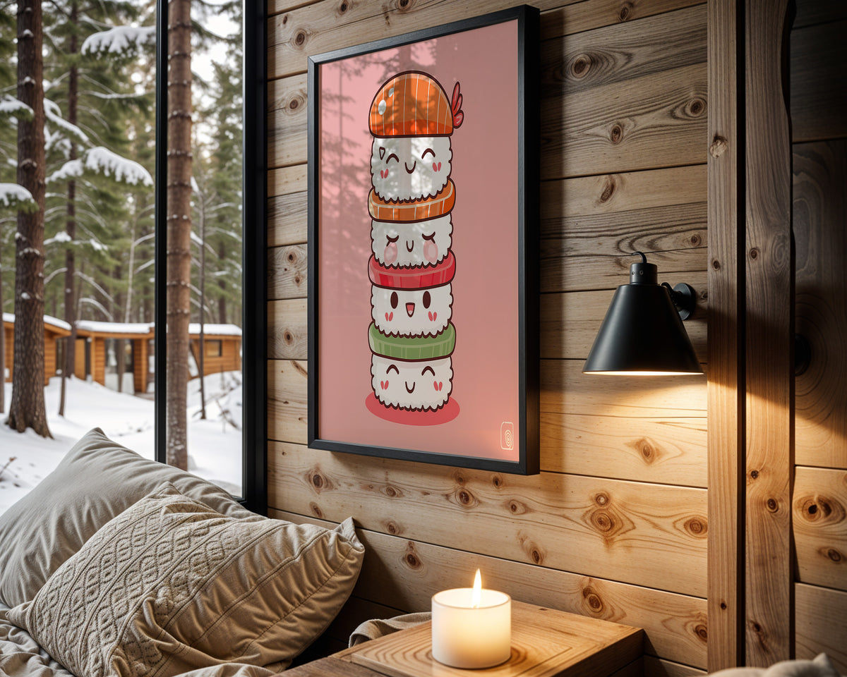 Happy Llama Stack kids nursery wall art – main room view