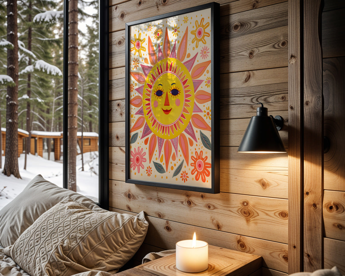 Happy Sun kids nursery wall art – main room view