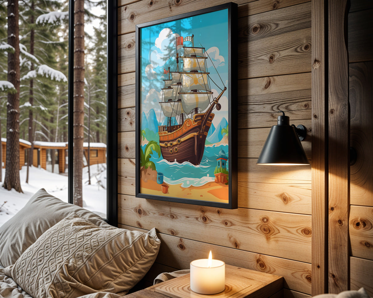 Hidden Treasure Map kids nursery wall art – main room view