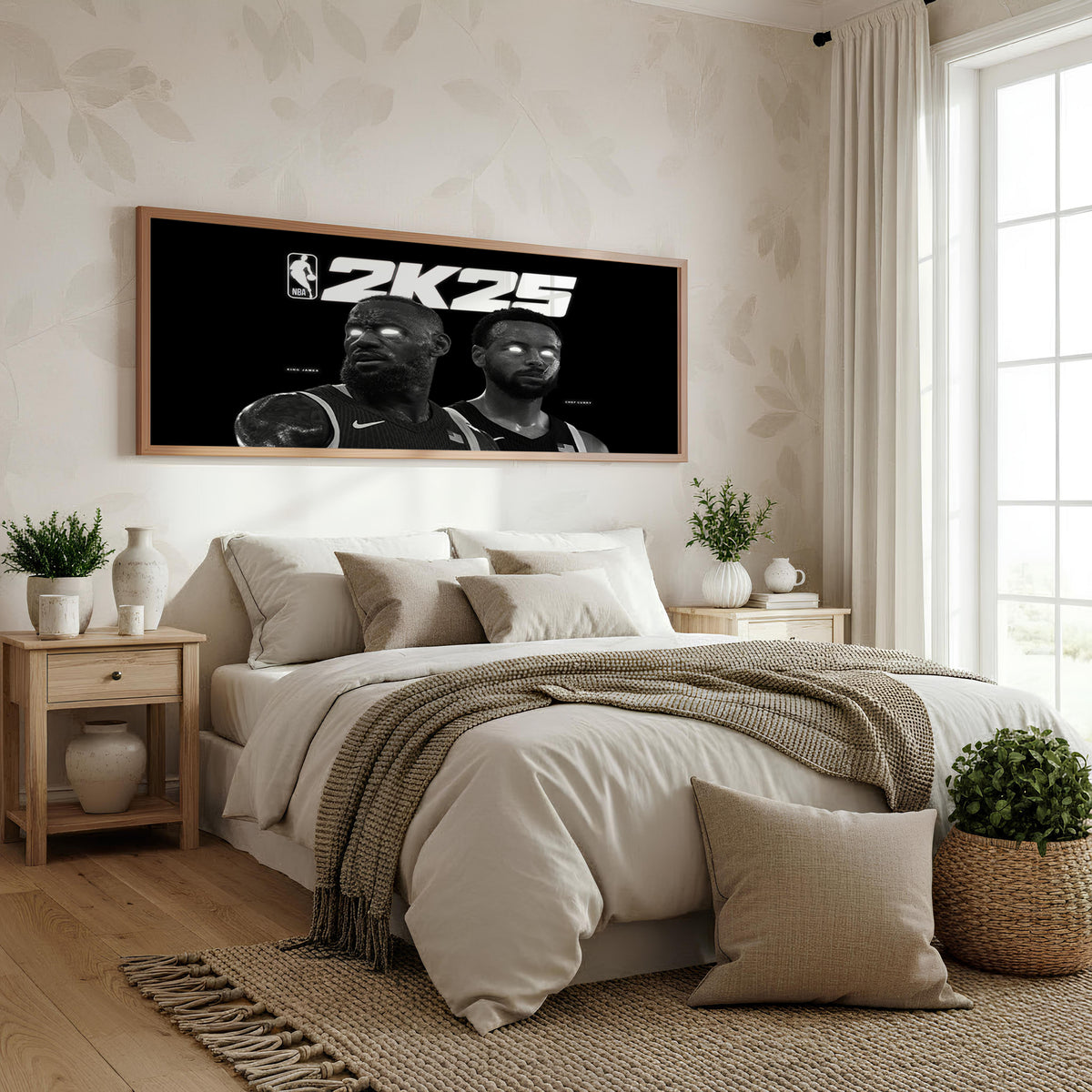 Hoops Legacy Panoramic Wall Art shown in a bedroom
