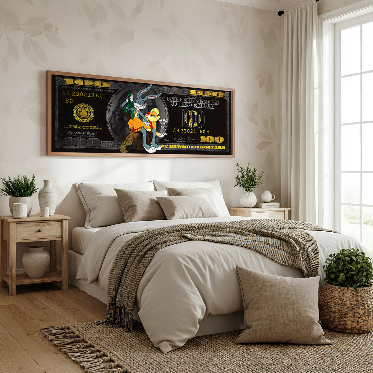 Hundred Club panoramic wall art shown in a bedroom