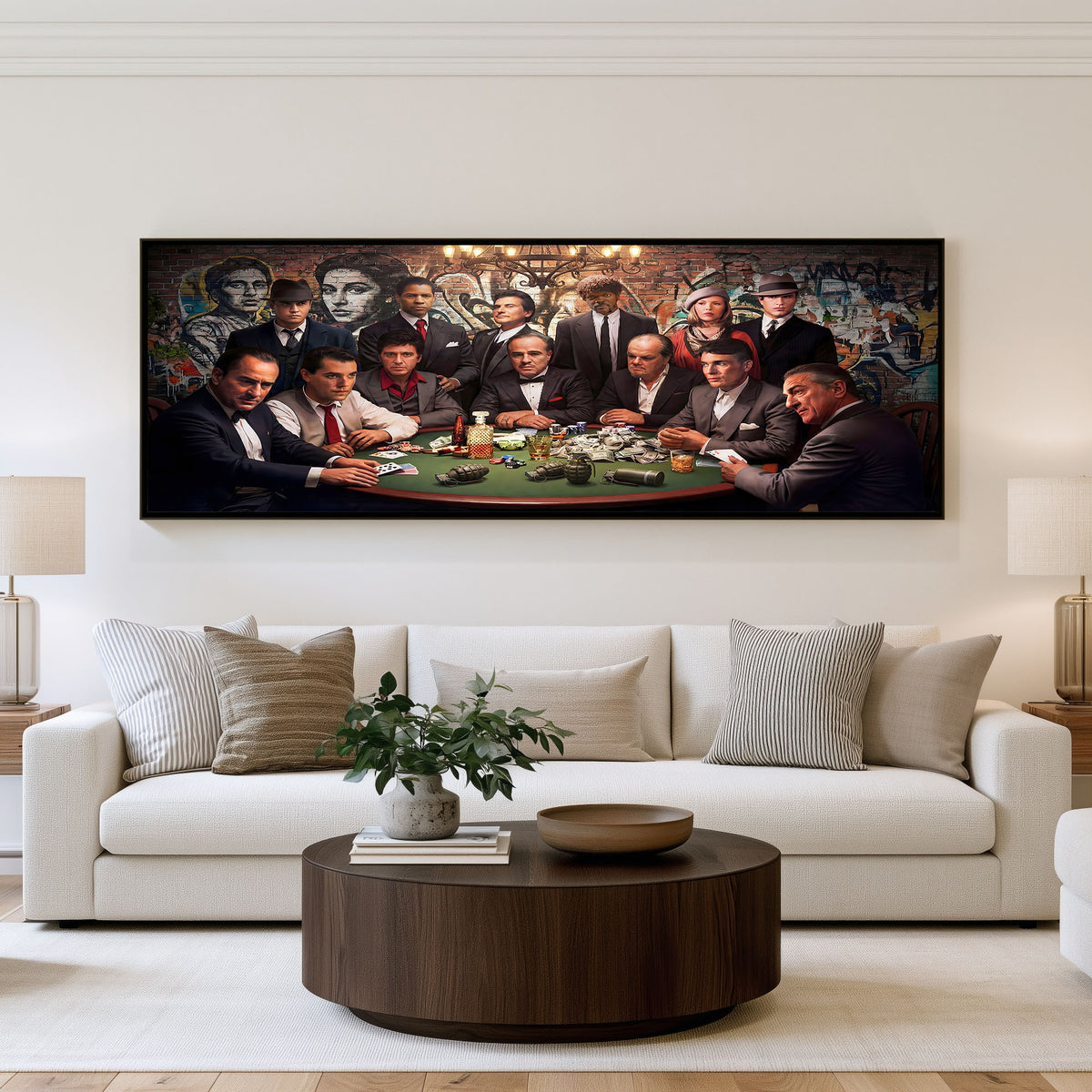 Icons After Dark Panoramic Wall Art shown in a living room