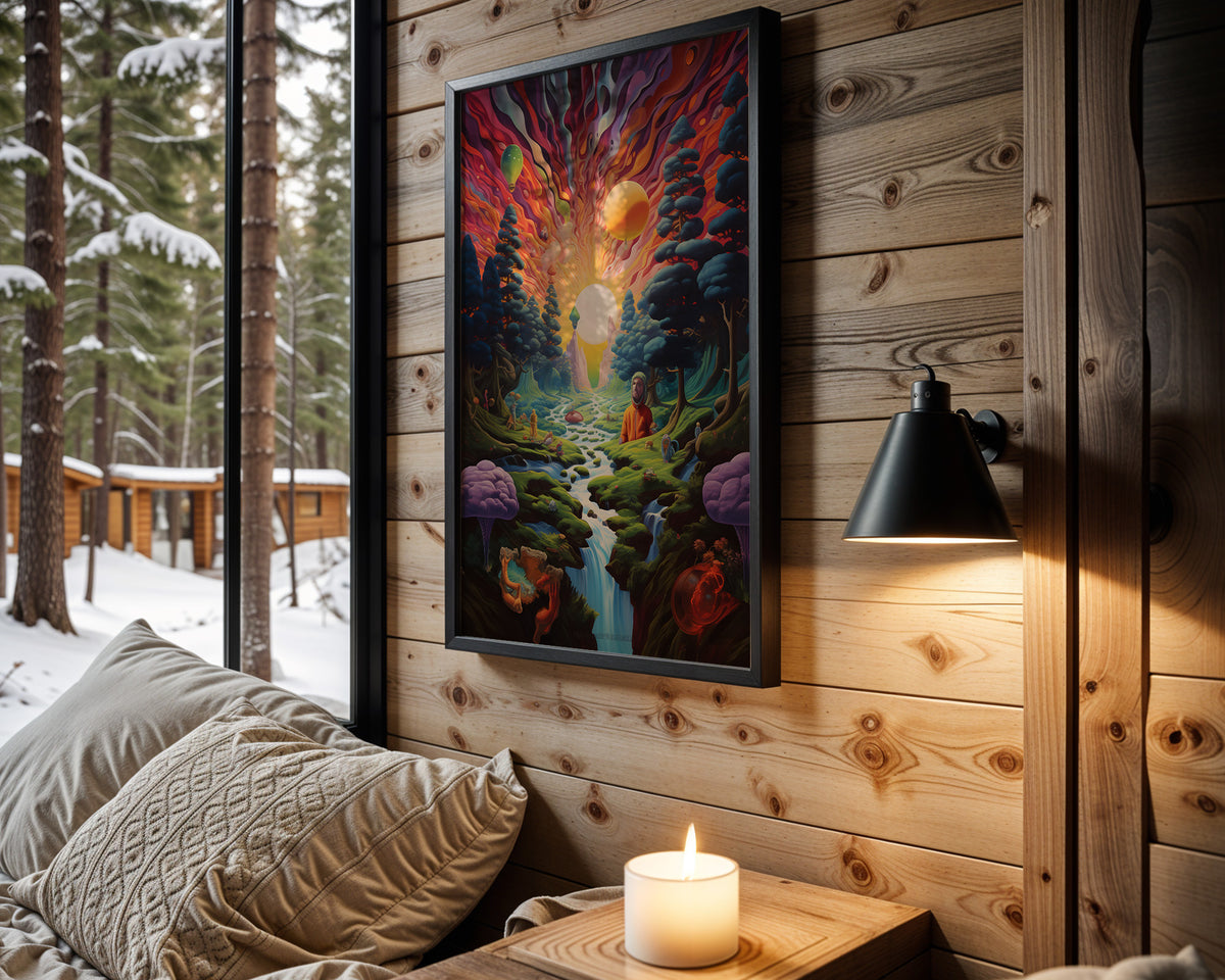 Inner Flame psychedelic wall art – cabin room view