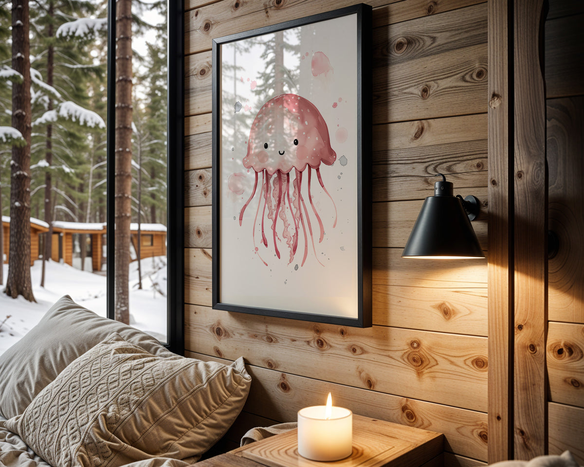 Jellyfish Wishes kids nursery wall art – main room view