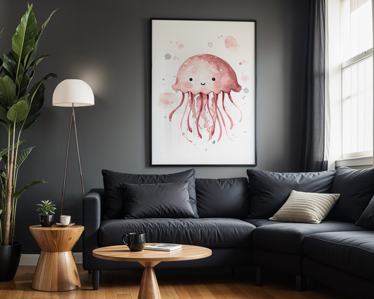 Jellyfish Wishes kids nursery wall art – alternate room view