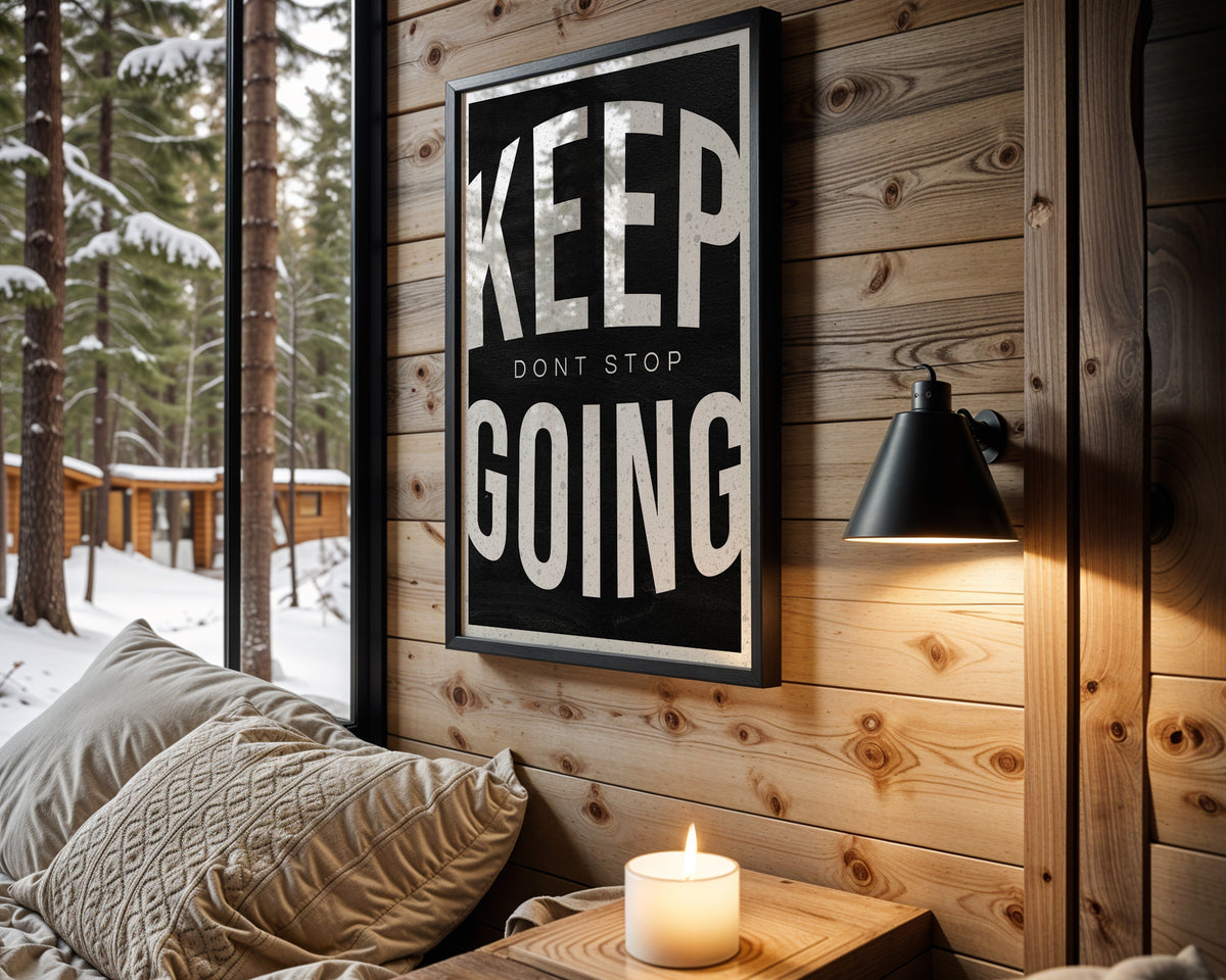 Keep Going Bold motivational wall art – main room view