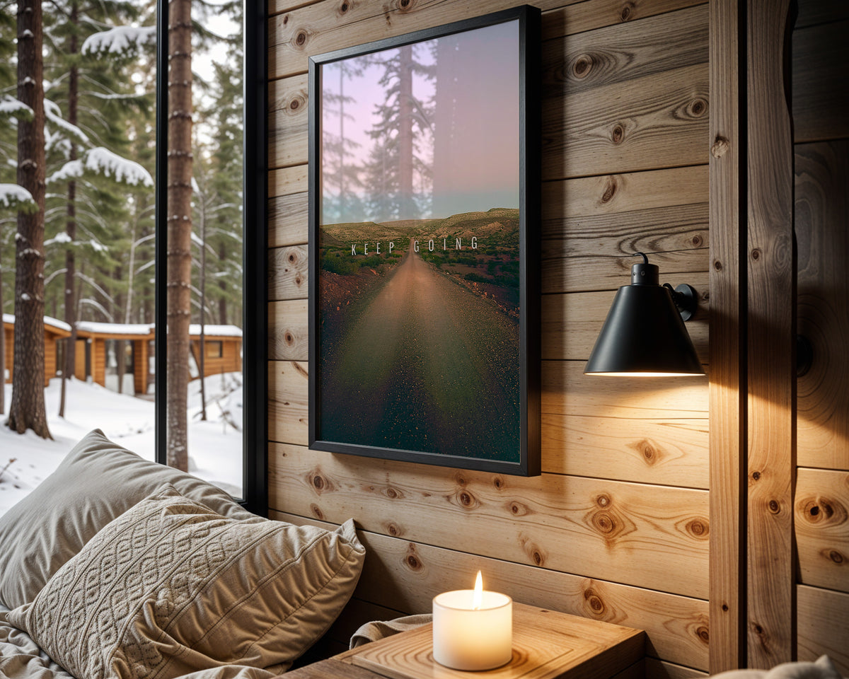 Keep Going Forward motivational wall art – main room view