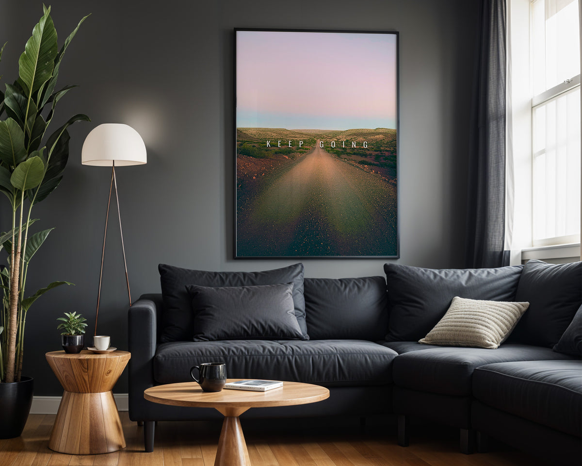 Keep Going Forward motivational wall art – alternate room view
