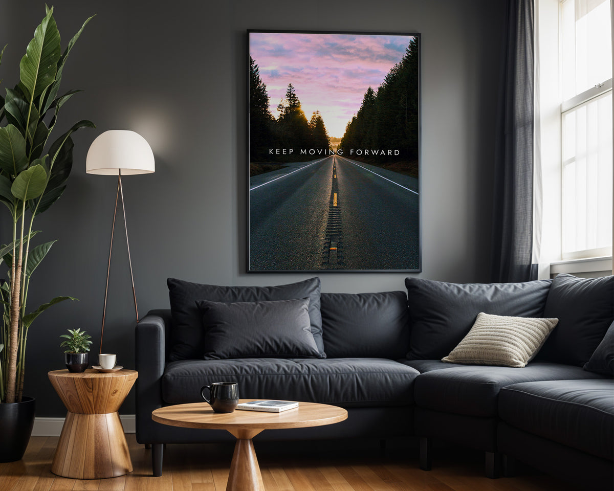 Keep Moving Forward motivational wall art – alternate room view