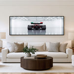 Kerbside Panoramic Formula 1 Wall Art shown in a living room
