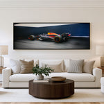 Late Braking Panoramic Formula 1 Wall Art shown in a living room