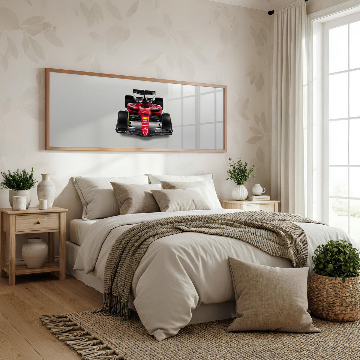 Launch Panoramic Formula 1 Wall Art shown in a bedroom