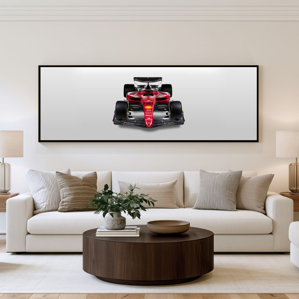Launch Panoramic Formula 1 Wall Art shown in a living room