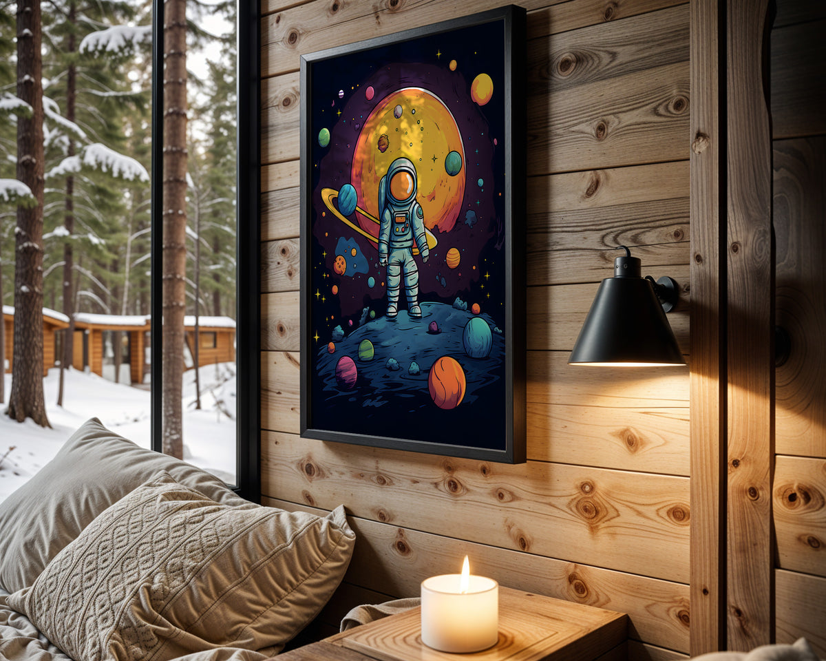 Little Astronaut kids nursery wall art – main room view