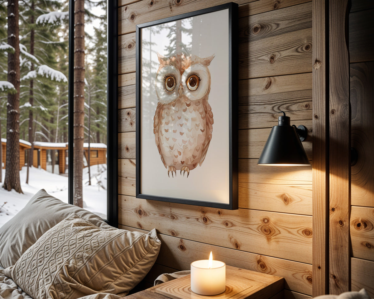 Little Owl kids nursery wall art – main room view