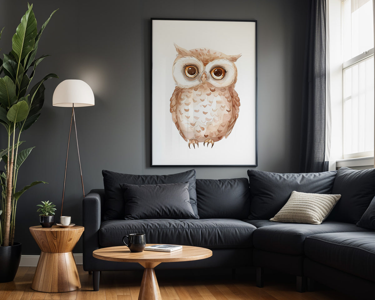 Little Owl kids nursery wall art – alternate room view