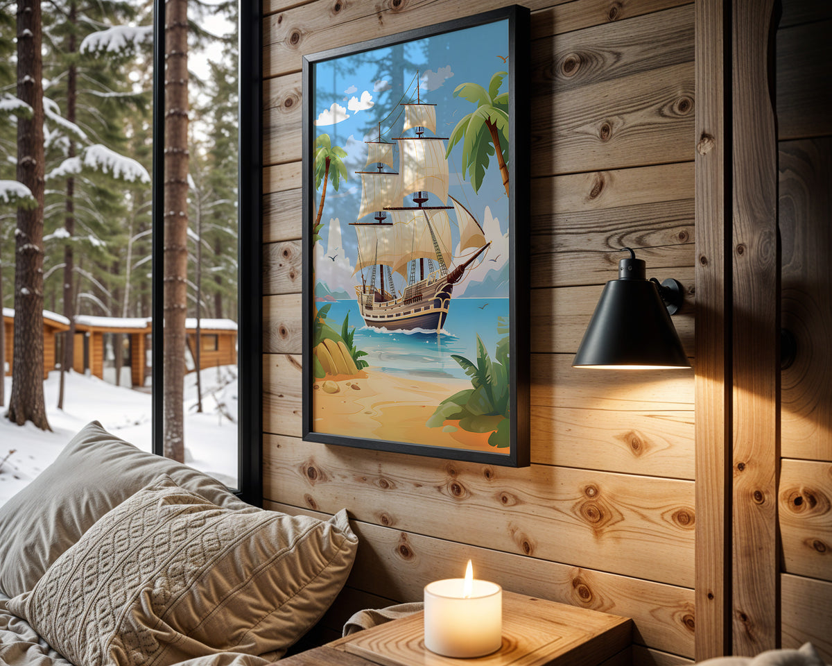 Little Pirate Voyage kids nursery wall art – main room view