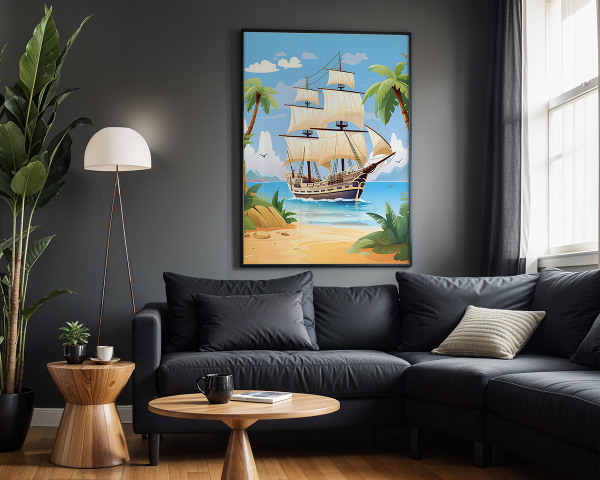 Little Pirate Voyage kids nursery wall art – alternate room view