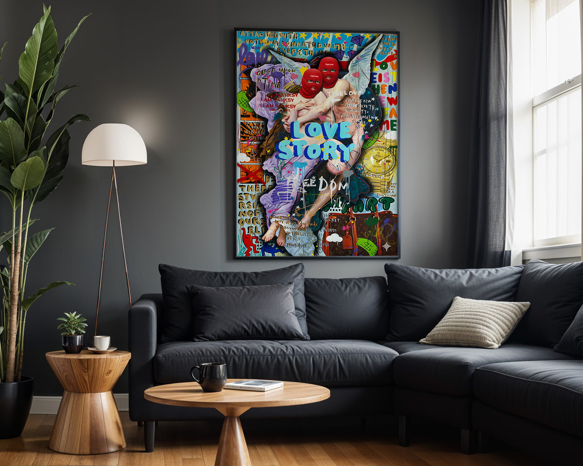 Love Story wall art in modern living room