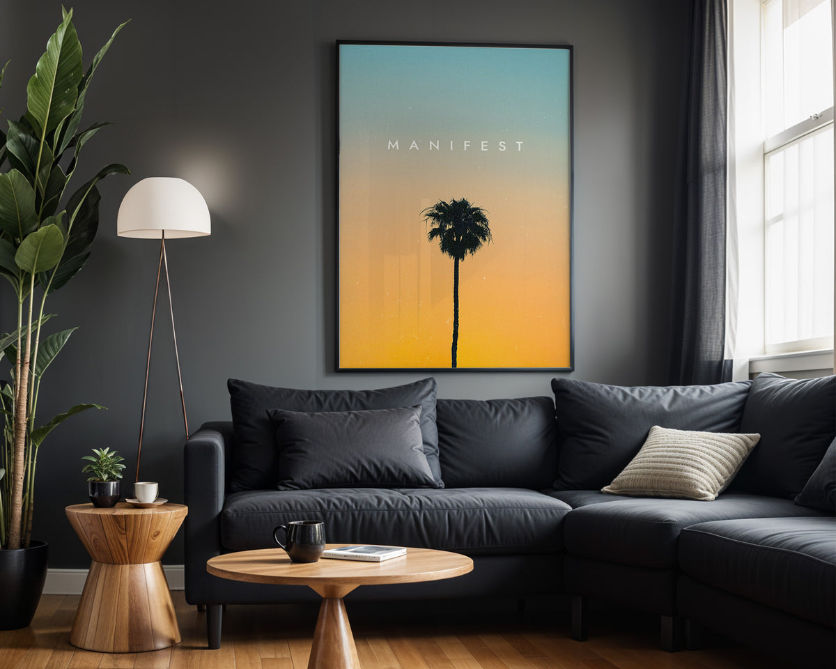 Manifest the Future motivational wall art – alternate room view