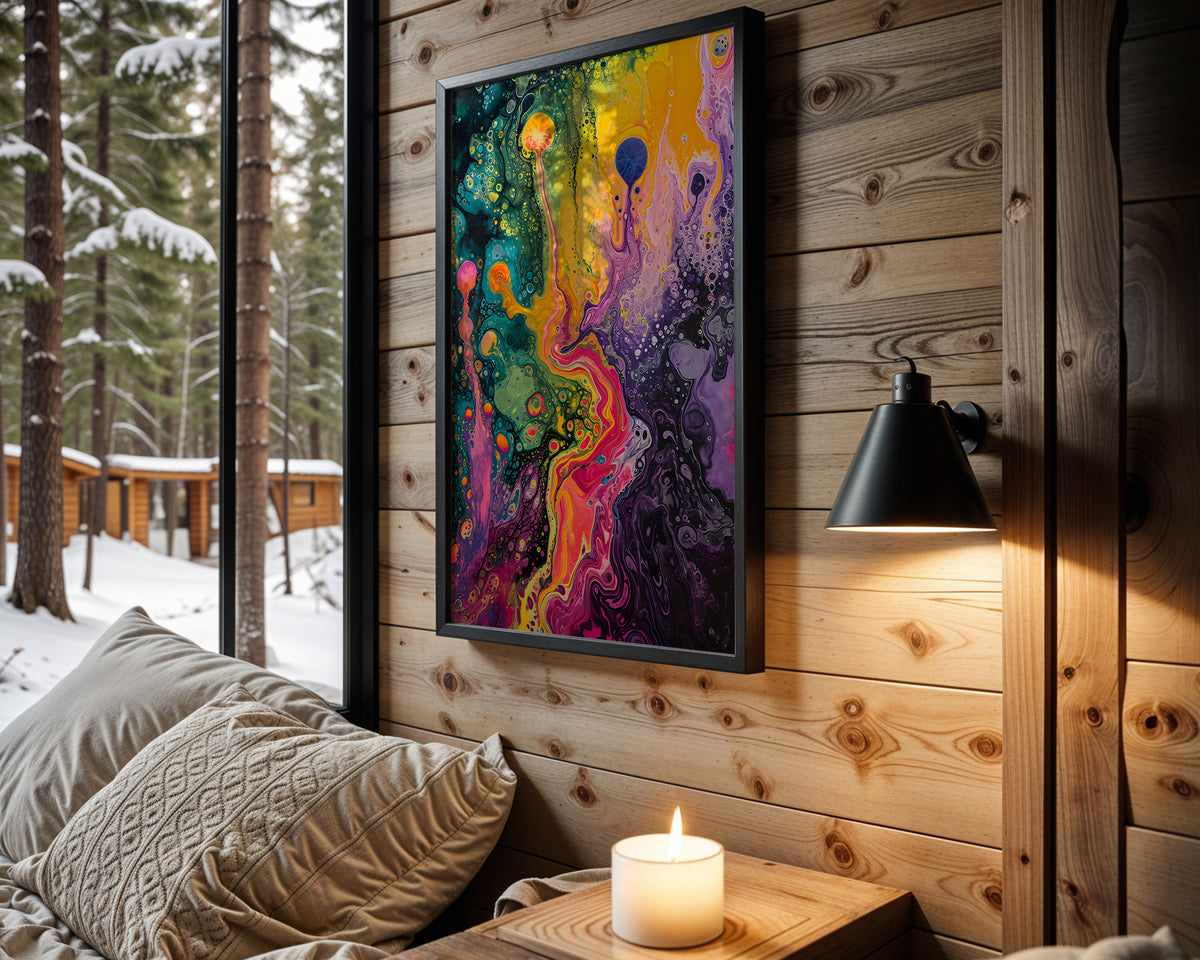 Melted Psyche psychedelic wall art – cabin room view