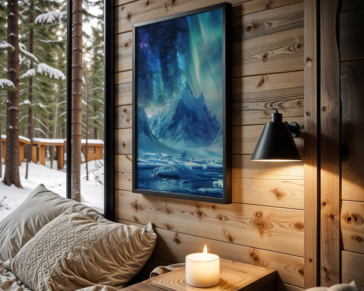 Midnight Current aurora wall art – main room view