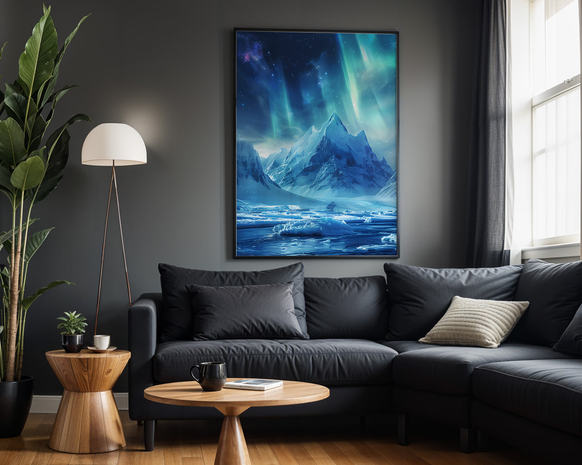 Midnight Current aurora wall art – alternate room view