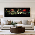 Midnight City Lights Panoramic Wall Art shown in a living room